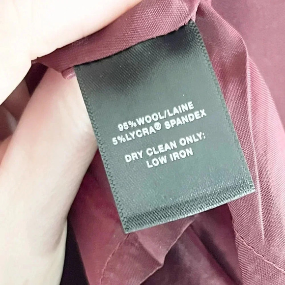 Lafayette 148 Maroon Peplum Layered Look Wool Blend Retro Dress Women's Size 10 - Picture 8 of 8